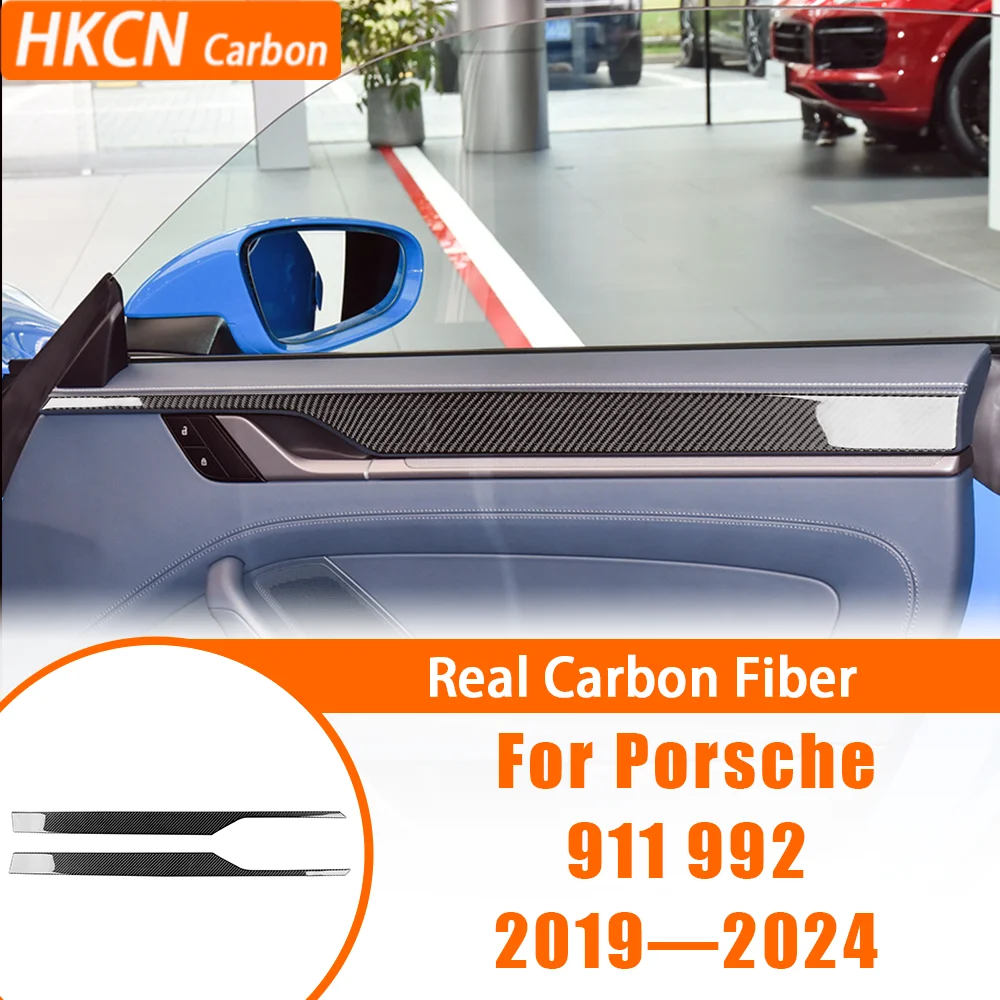 

For Porsche 911 992 2019—2024 Carbon Fiber Door Decorative Strips Panel Car Accessories Interior Cover Trim Modification Sticker