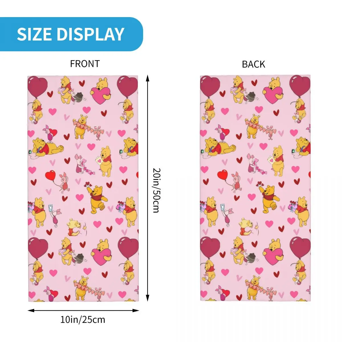 Custom Winnie The Pooh Pattern Bandana Neck Gaiter Windproof Face Scarf Cover Women Men Animation Love Headband Tube Balaclava