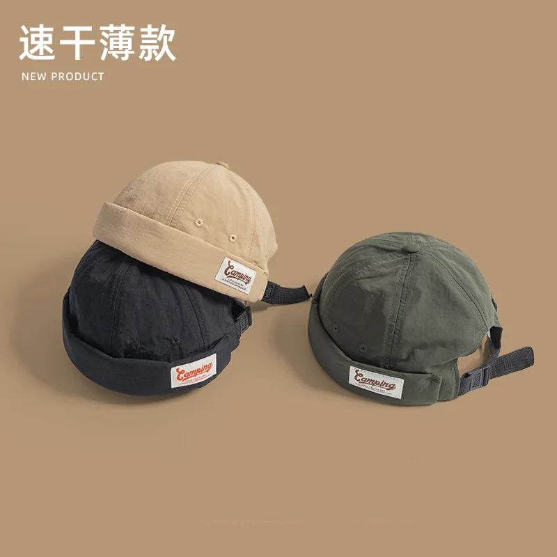 Men's and Women's No Brim Chinese Landlord Hat Quick-Drying Hip Hop Yupi Personality Skullcap Retro Bald Head round Cap