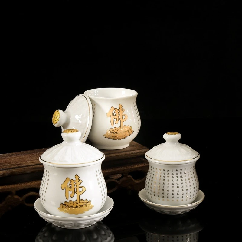 

Cz ceramic water offering cup, god of wealth shrine holy water cup, household water purification offering ornament