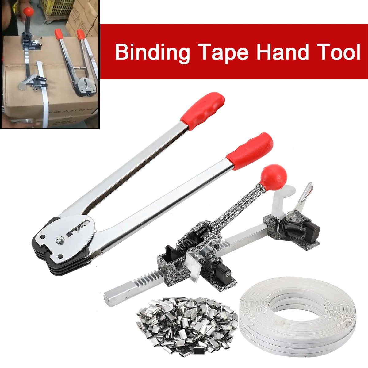 Umreifungsversiegelung + Umreifungsspanner, manueller Kapselung, Verpackungszange, Umreifungsmaschine, Palettenverpackungs-Umreifungsset