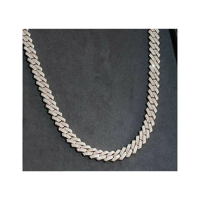 Arrival Cuban Chain 12mm Miami Cuban Link Chain Vvs Moissanite Diamond Stubbed 925 Sterling Silver| Rose Gold Plated 18-24