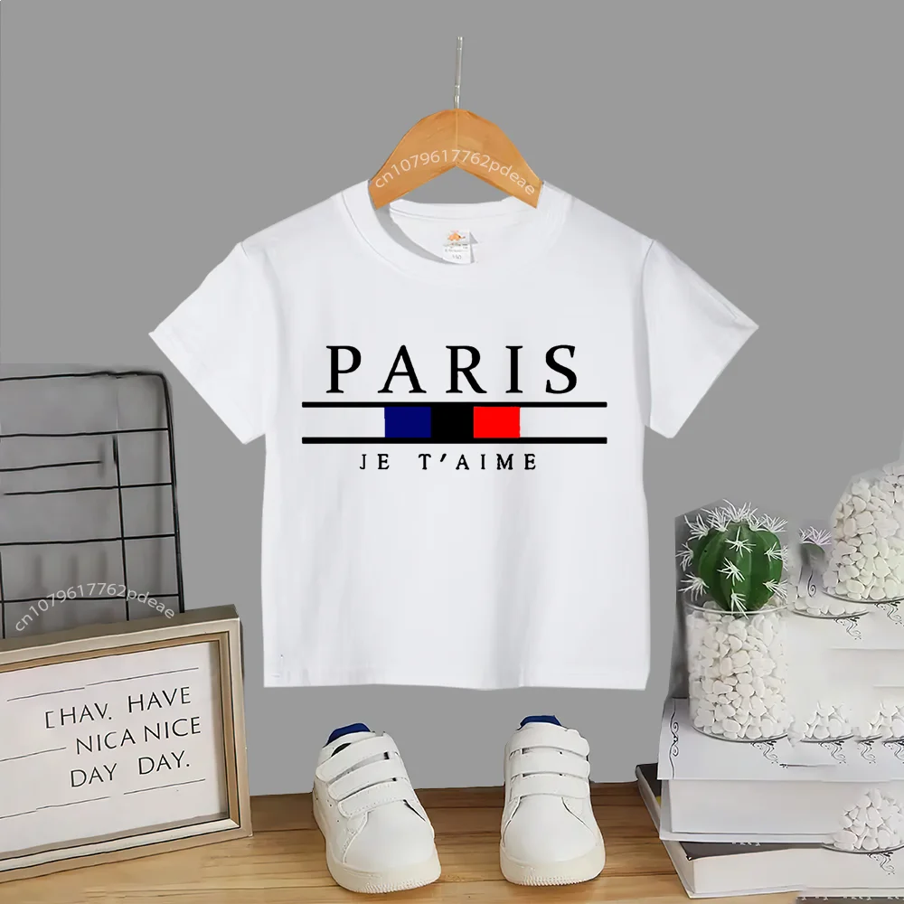 Youth 100% cotton T-shirt Children street simple print casual round neck cotton T-shirt Boys girls comfortable short sleeve top