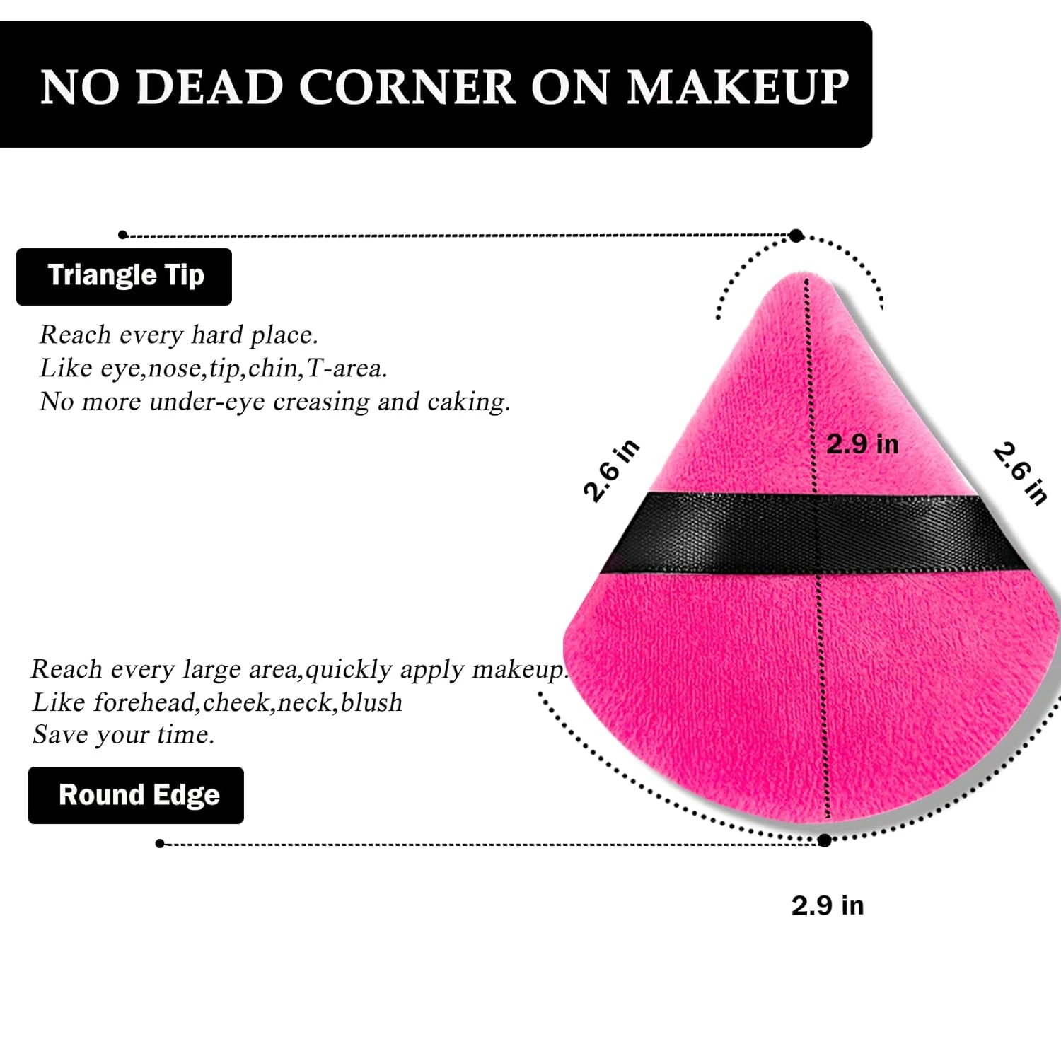 Exquisitely Soft and Velvety Set of 15 Reusable Triangle Powder Puffs - Essential Makeup Tools for Precise Application on Under 