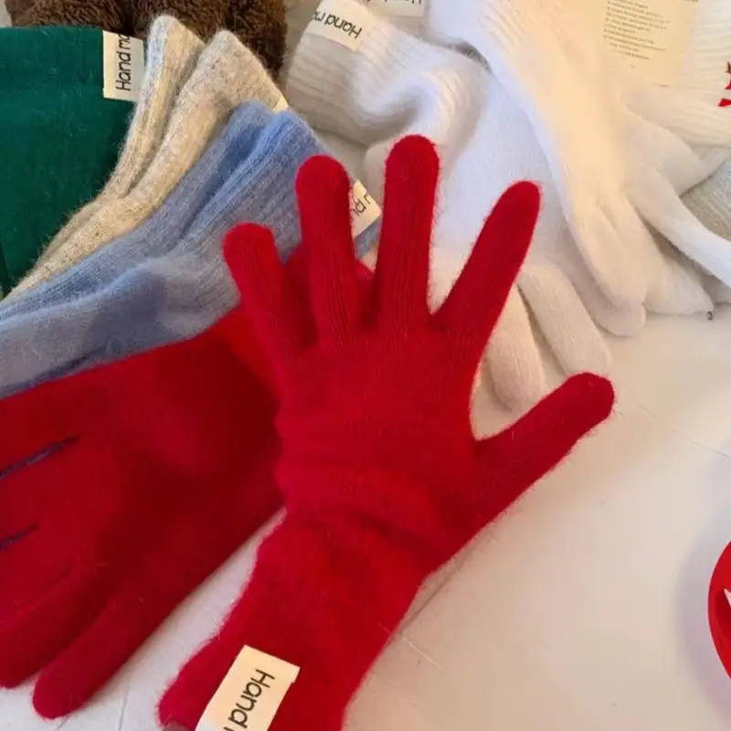 

Women Thermal Knitted Gloves Winter Labeled Thickened Thermal Gloves Touchscreen Striped Classic Gloves Female Mitten