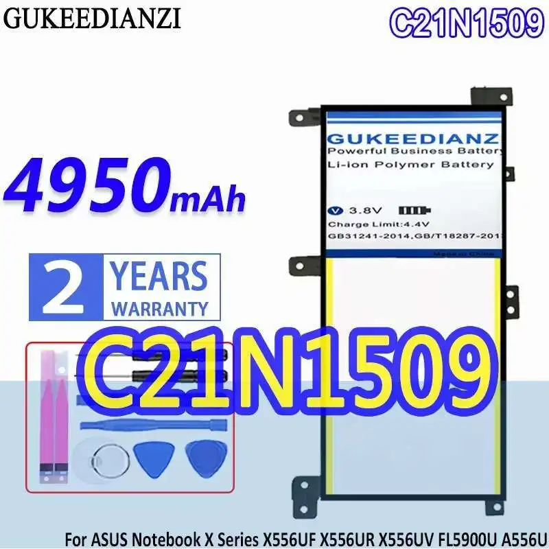 

Laptop Battery For Asus Notebook X Series X556UF X556UR X556UV FL5900U A556U Reliable Power 4950Mah C21N1509