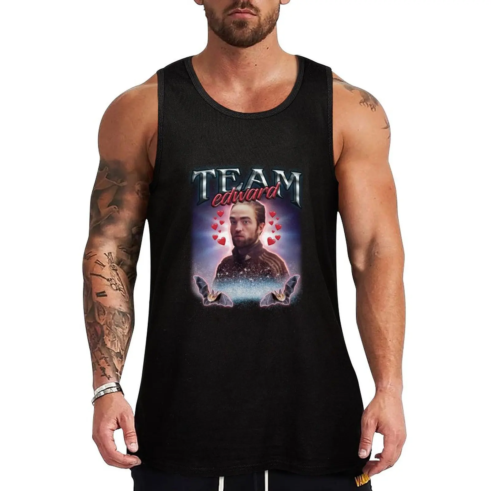 Team Edward Twilight Cursed Fan Collage Tank Top Modern Print Tank Top Contemporary Graphic Shirt