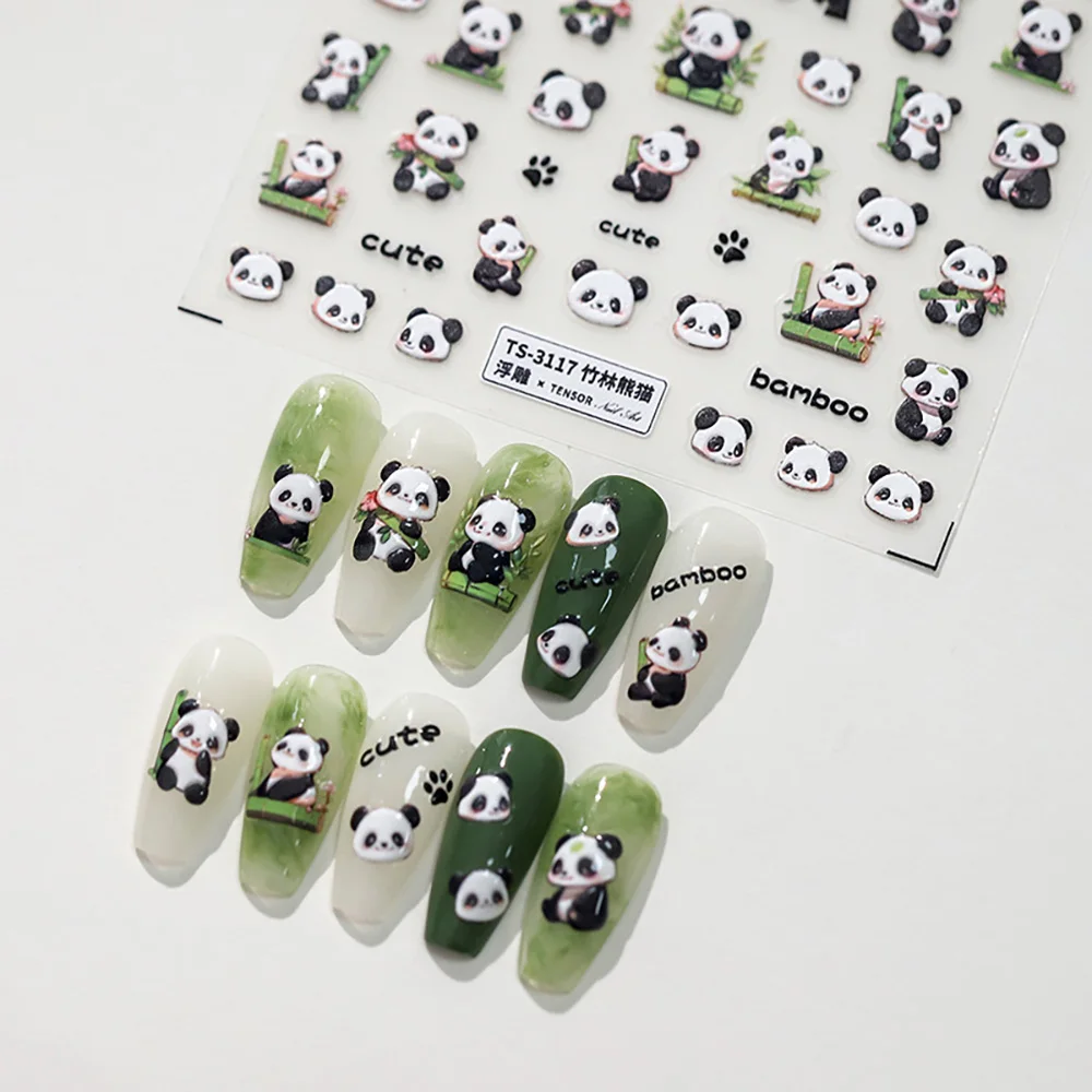 1pc Cartoon Nagel aufkleber niedlichen Panda Aufkleber Nail Art Dekoration DIY Presse auf Nägeln