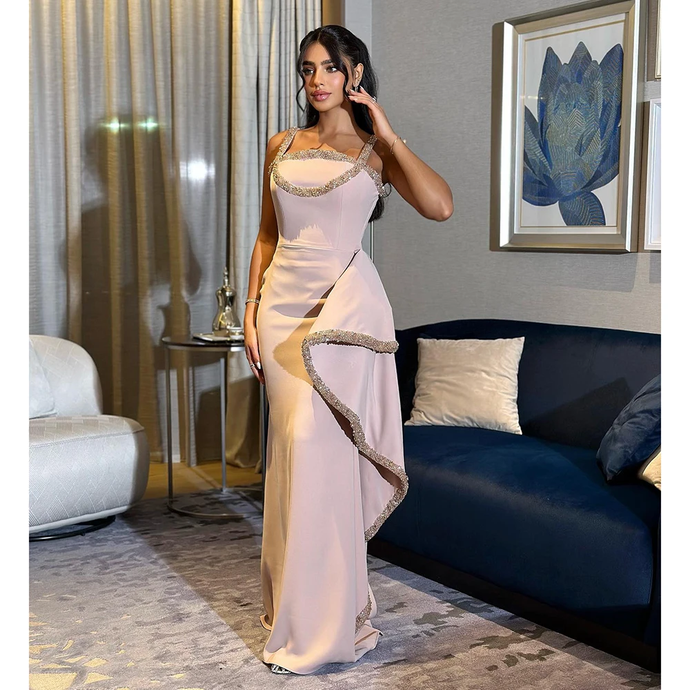 العرف أنيقة قارب طوق الكشكشة غمد جودة عالية العربية السعودية ثوب الديكور عارية الذراعين ثوب مسائي مع قطار vestidos