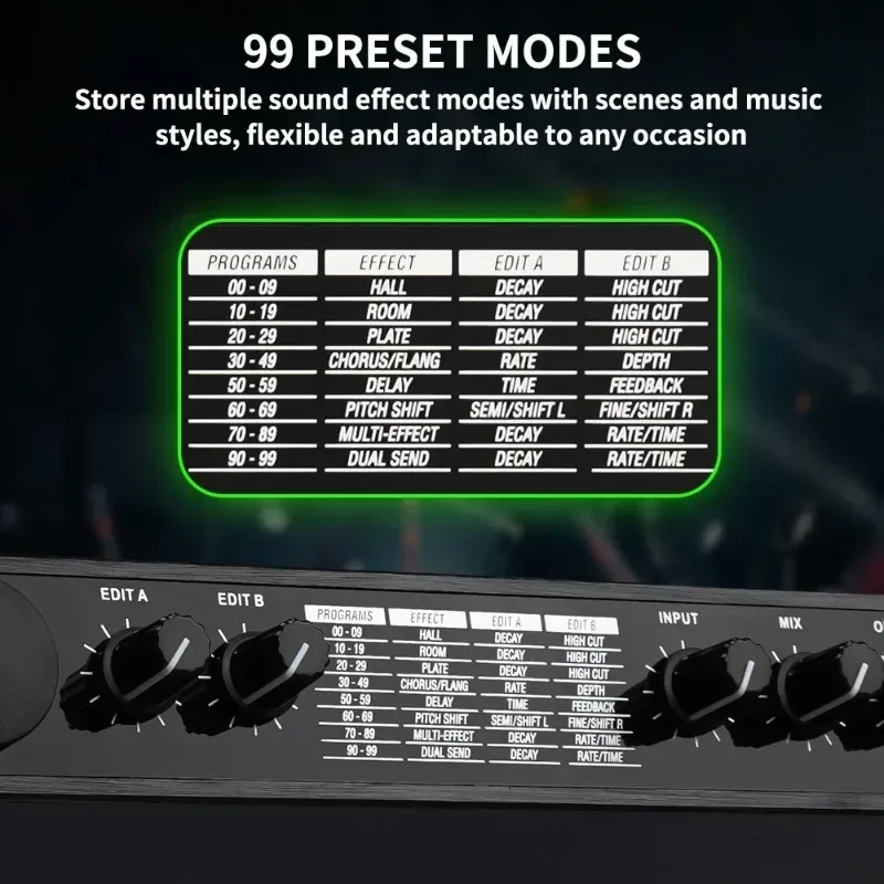 A4 Digital Reverb Multi-Effects DSP Audio Processor, Professional Sound Equalizer System
