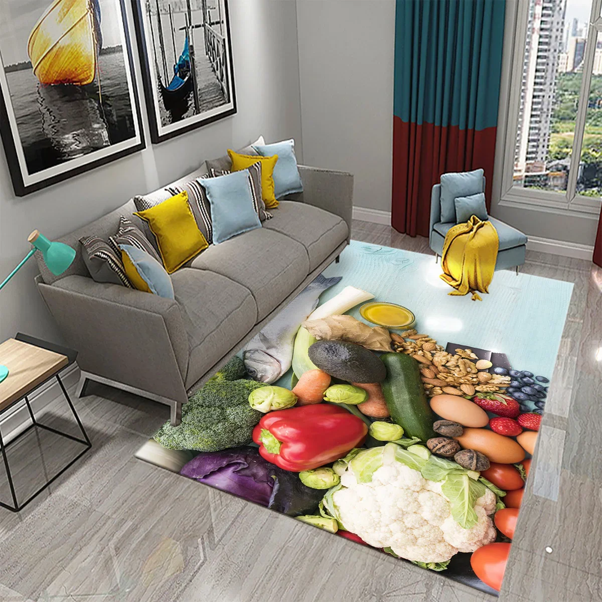 Fruits Food Vegetables Carpet Kitchen Home Decor Doormat Bathroom Living Room Healthy Food Anti-slip Floor Rug Door Mat Bath Mat