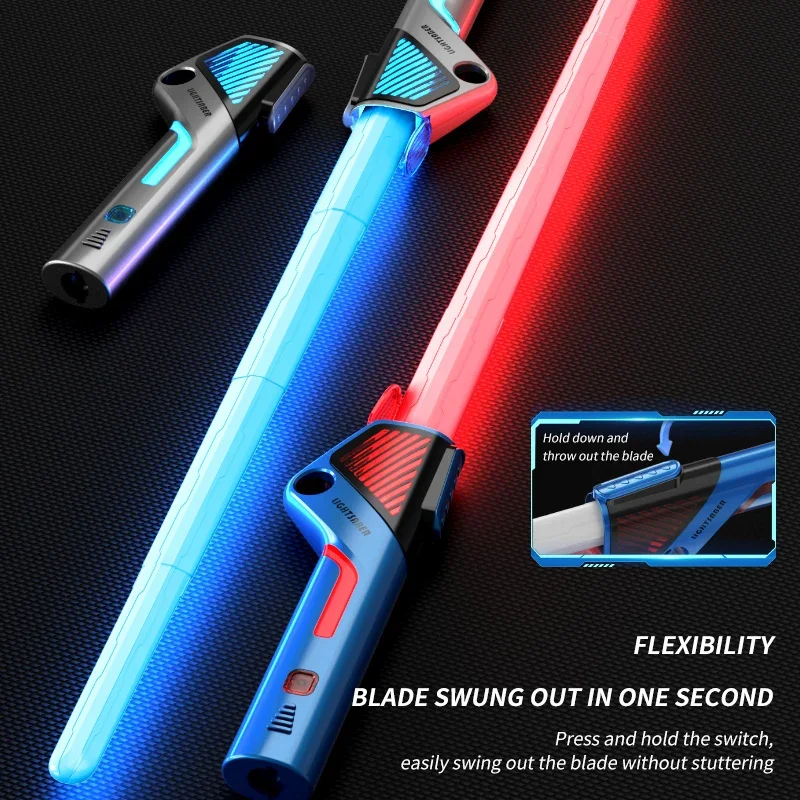 Lichtschwert-Laserschwert-Spielzeug, einziehbarer Finger, rotierend, 12 Farbwechsel, leuchtende Soundfonts Force FX FOC Blaster-Spielzeug für Kinder