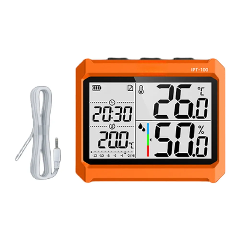 Wireless Temperature Humidity Meter Industrial High Accuracy Thermohygrometer With Data Logging For Lab Monitoring Orange