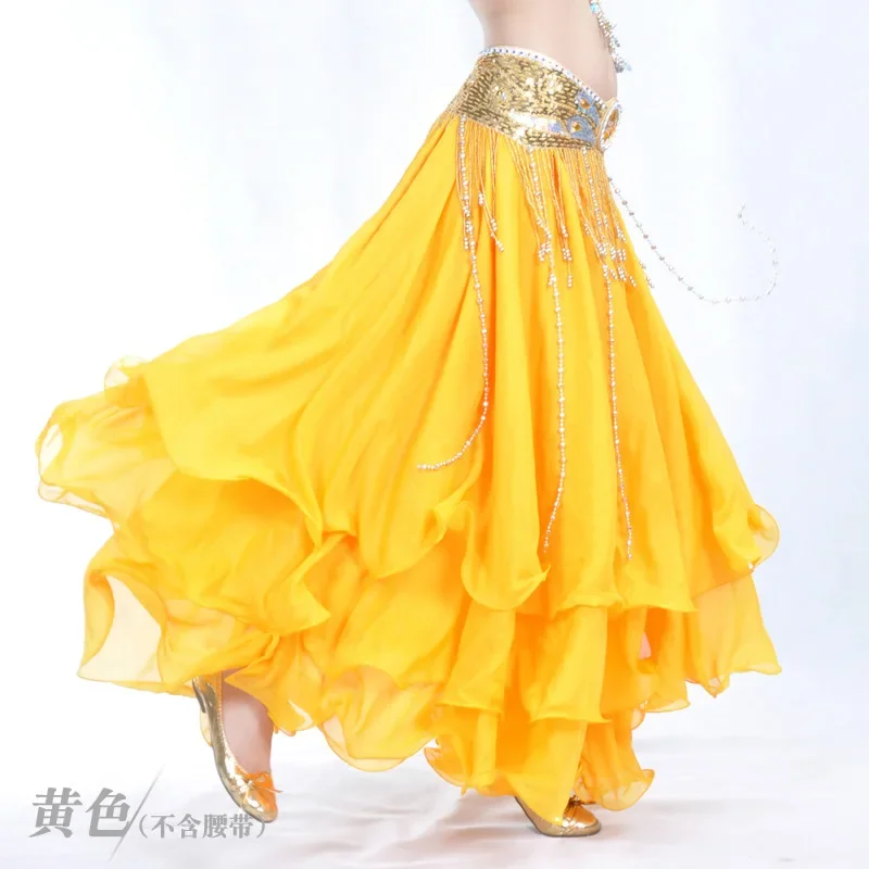 

2025 Three-tier Skirt Three-tier Chiffon Curling Belly Dance High-end Skirt Belly Dance 12 Meters Large Skirt Without Waist Belt