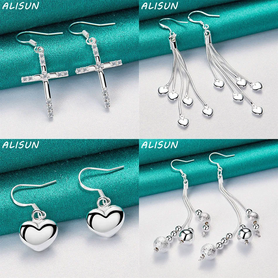 

ALISUN 925 Sterling Silver Geometric Drop Earrings For Women Charm Trend Birthday Gifts Fashion Party Fine Jewelry