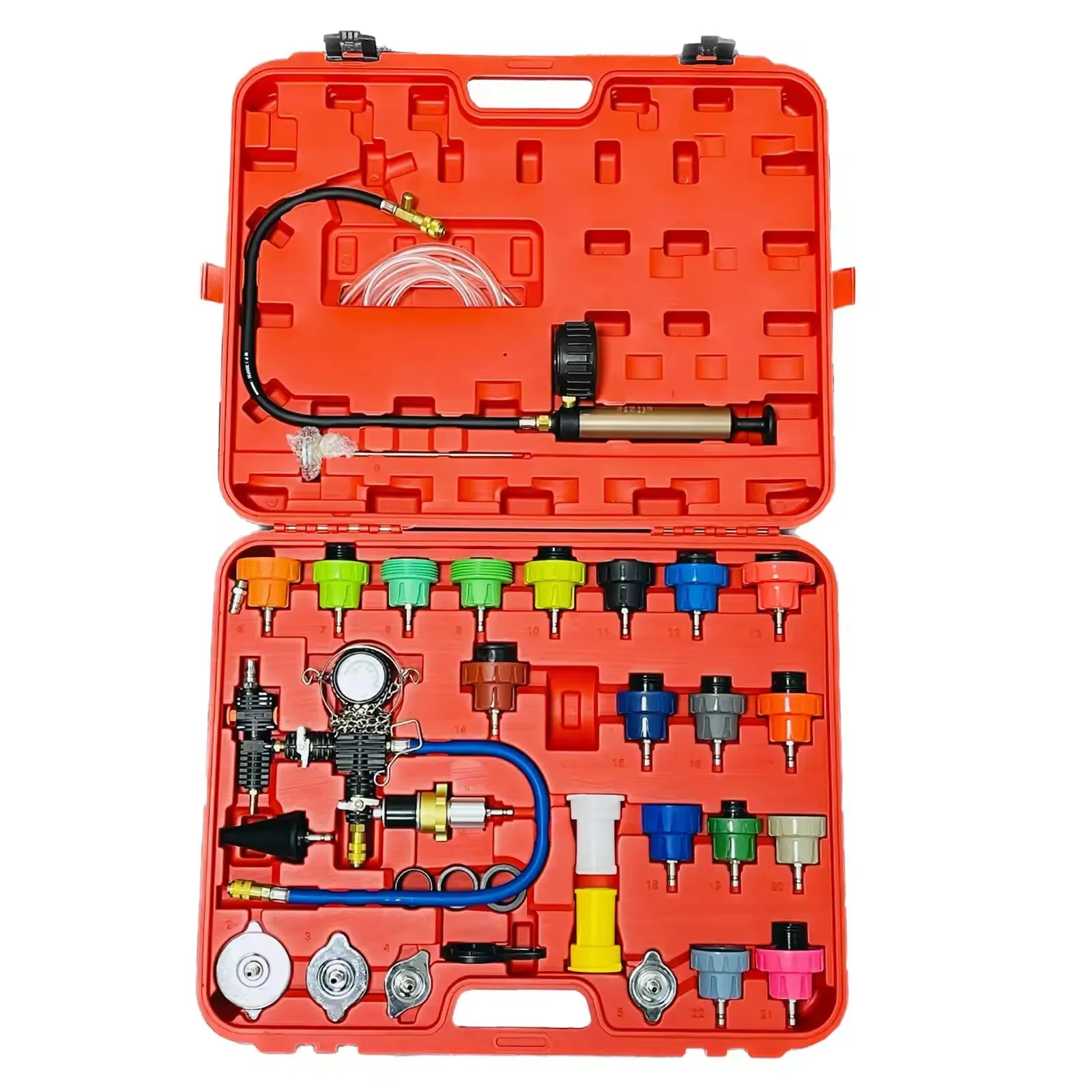 

34PCS Radiator Pump Pressure Tester and Coolant Vacuum Refill Tool Kit for Automotive Cooling System