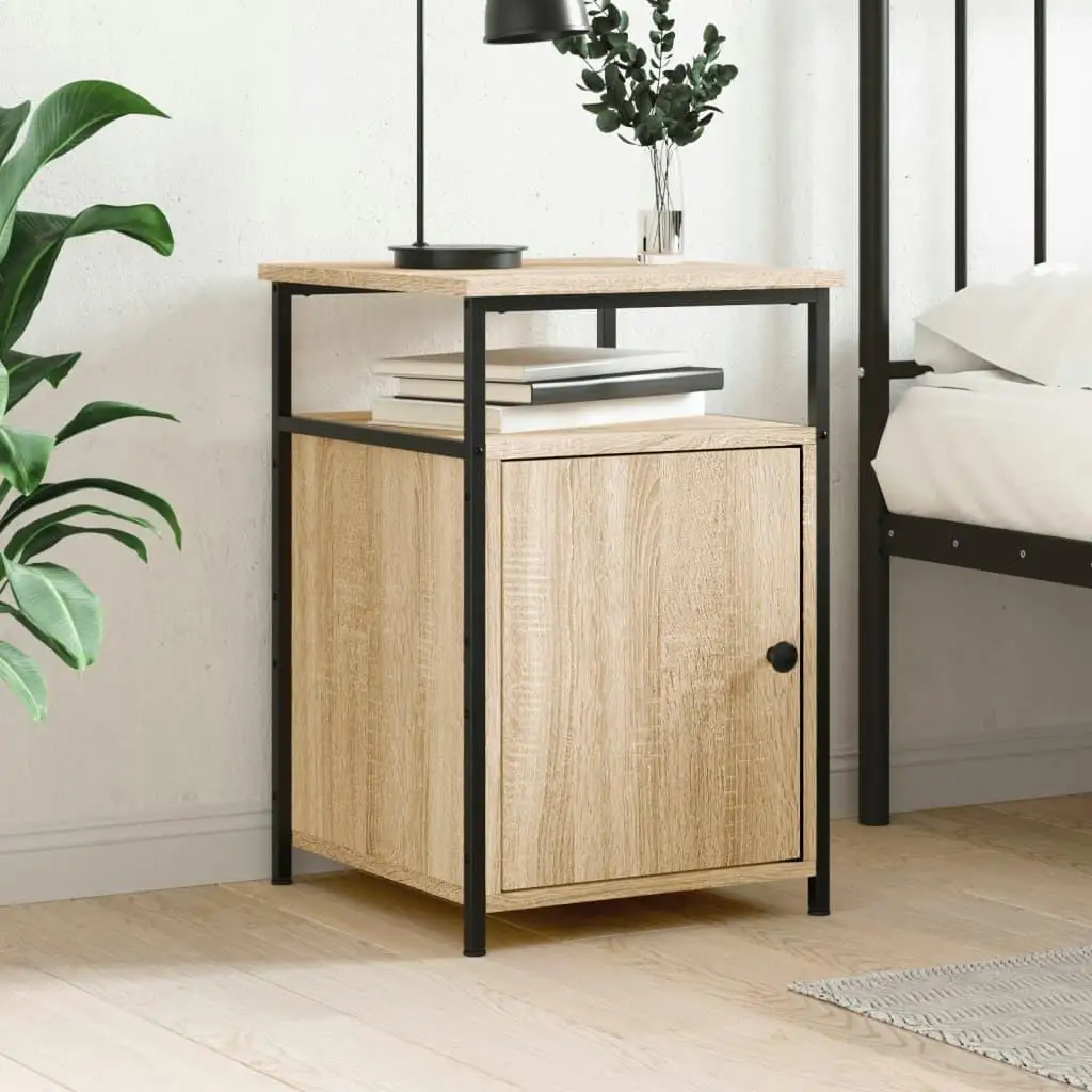 Sonoma Oak Bedside Cabinet 40x42x60 cm - Stylish Engineered Wood Nightstand for Bedroom Storage