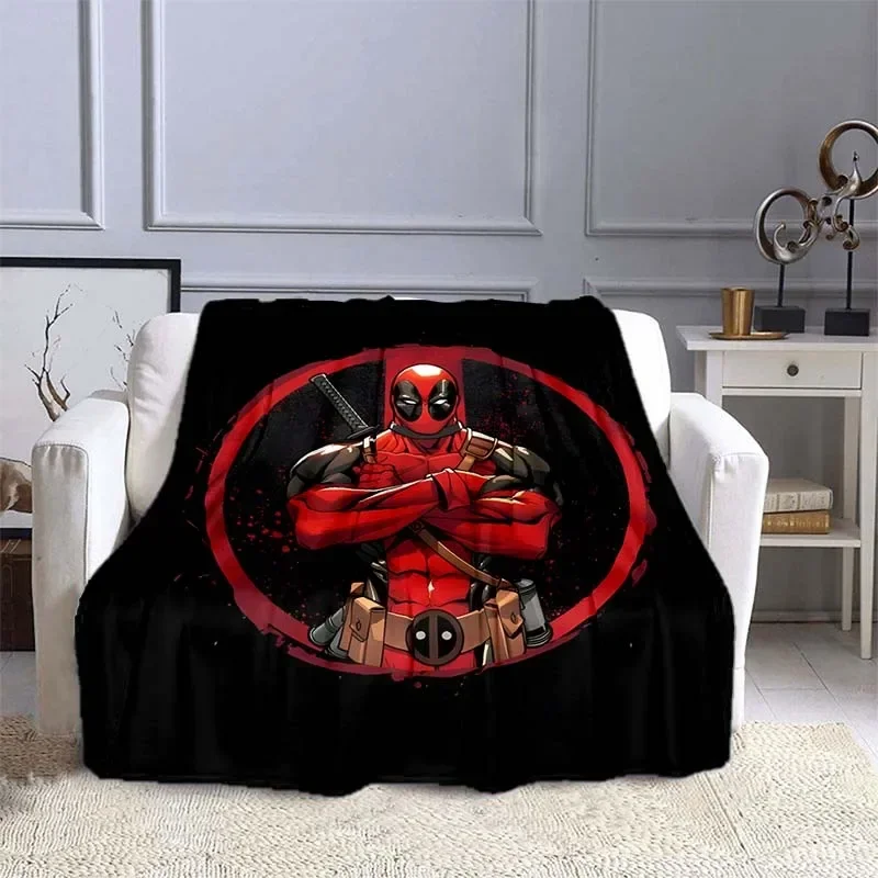 MINISO Marvel Deadpool Pattern Blanket Warm Soft Fluffy Kids and Adult Sofa Bed Throw Blanket Outdoor Travel Camping Sheet Gift