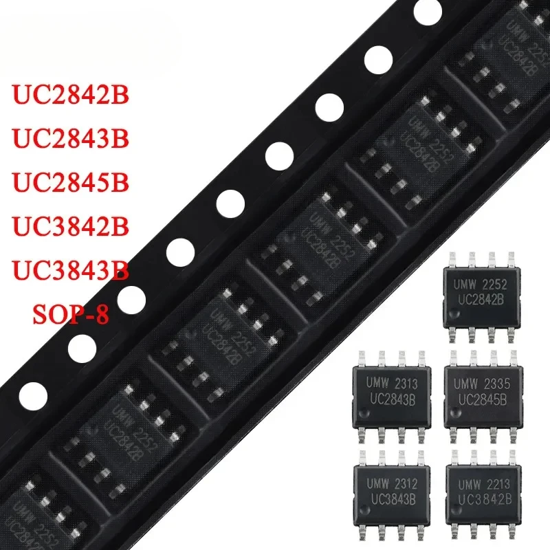 10pcs UC2842B 2842B UC2843B 2843B UC2845B 2845B UC3842B 3842B UC3843B 3843B SOP-8 SOP8 Current Mode PWM Controller Chip IC