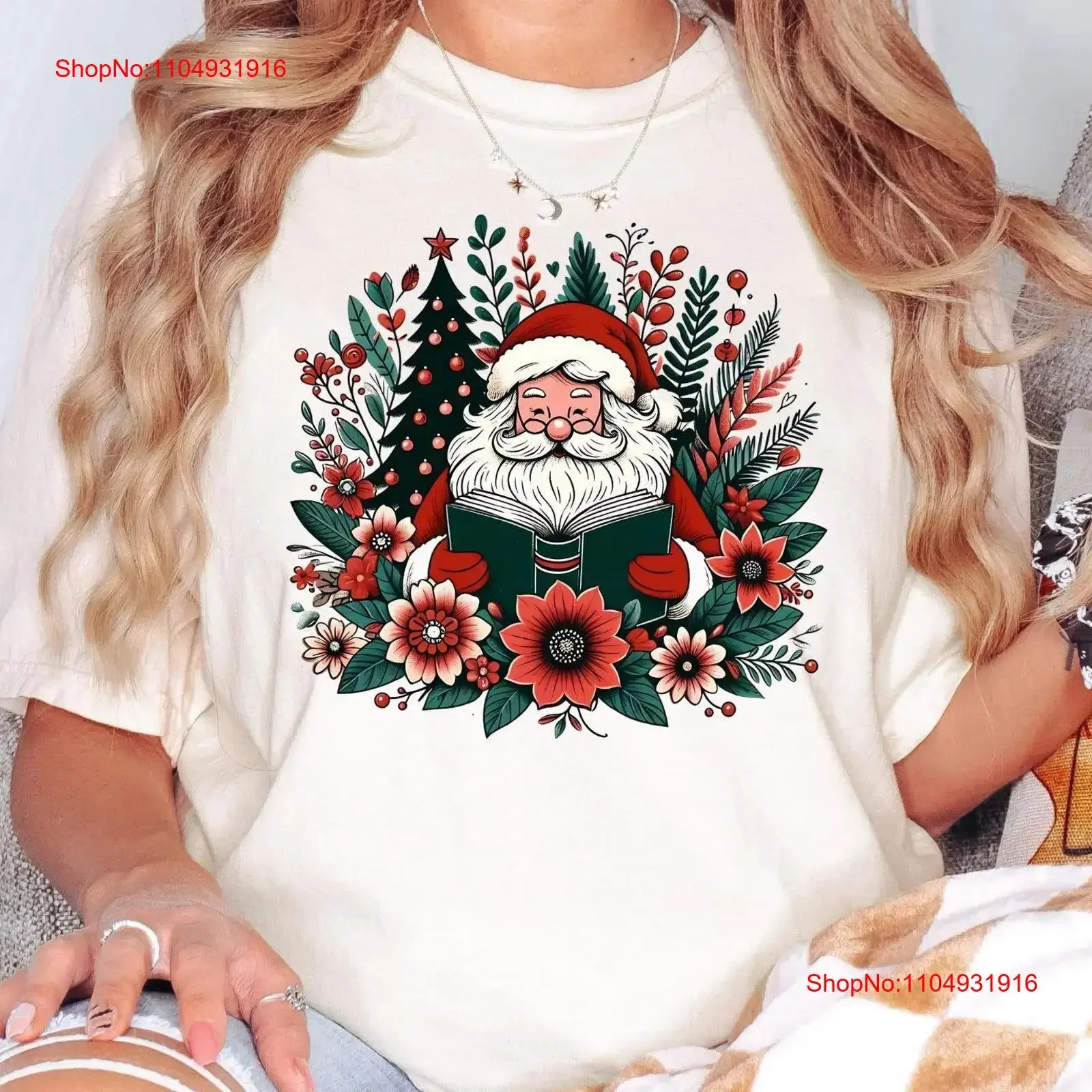 

Santa Reading T Shirt Teach Christmas Teacher for Teachers vintage Washed Comfortable Stylish streetwear designer clothes