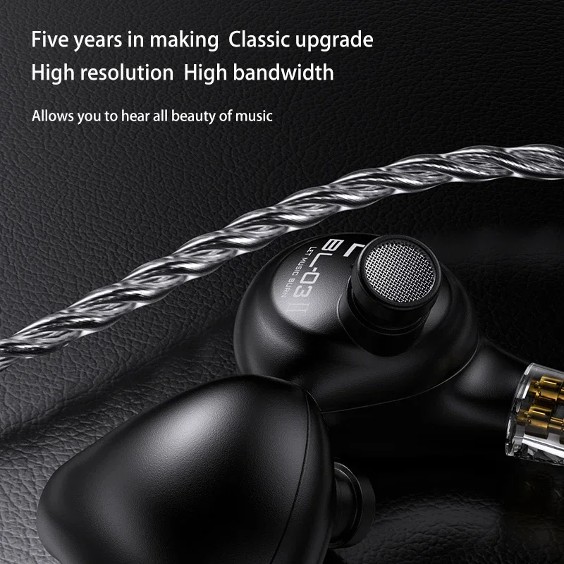 BLON BL03 II HIFI سماعات أذن سلكية 10 ملم ثنائي التجويف DD كابل مطور مع ميكروفون قابل للفصل 2PIN