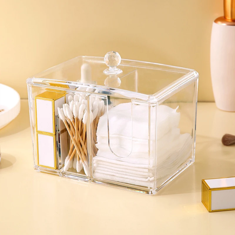 Cotton Swab Holder Cotton Pad Holder Transparent Cosmetic Storage Box With Lid Neat Desktop Organization For Lipstick Cotton