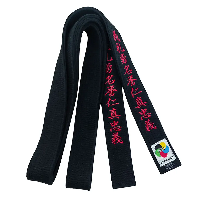 Bushido Belt Pure Cotton Washed Embroidery Bushido Spirit Righteousness, Courtesy, Courage, Honor, Benevolence, Truth, Loyalty