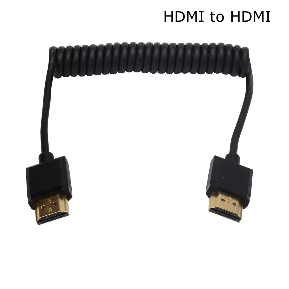 OD 3.2mm Super Extreme Slim Mini-HD To HDMI-2.0 To Micro HDMI-compatible Stretch Spring Curl Flexible Thin Cables 2k 4k Hd @60hz