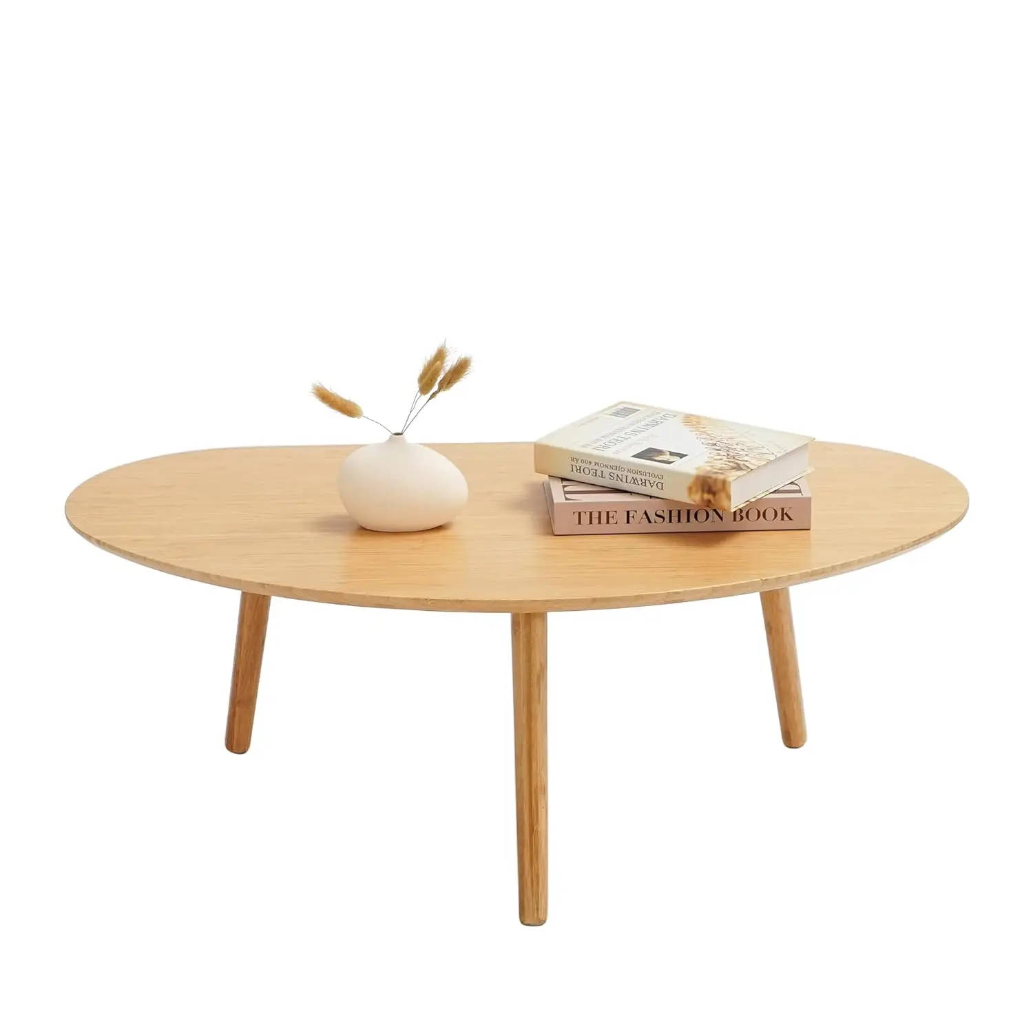 

Small Oval Coffee Table Mid Century Modern for Living Room, Center Table,Solid Wood Coffee Table,Nature Wood, Customized