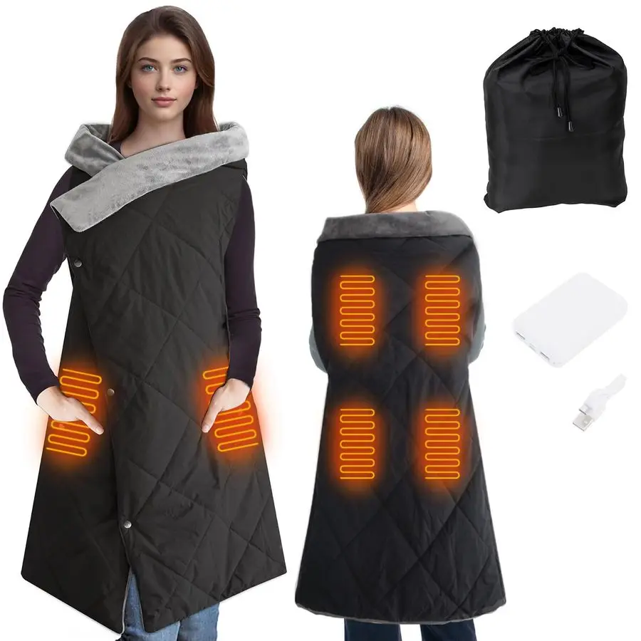 

Одеяло на открытом воздухе, бросок с подогревом на батарейках и аккумулятором емкостью 10000 мАч, шаль-усилитель для одеяла 2 в 1 для кемпинга, пеших прогулок, стадиона