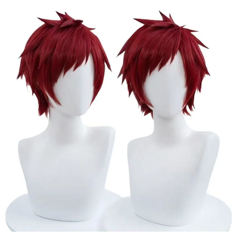 HOKAGE NINJA Gaara Cosplay Wig Pink Synthetic Short Curly Wig Anime Coser Heat Resistant Fiber High Quality Wig Daily Party