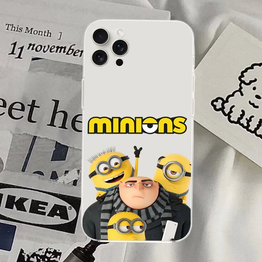 BEAST KINGDOM  Cute M-Minions Phone Case For iPhone Mini Plus 11 13 12 14 15 16 Pro XS Max Transparent Shell