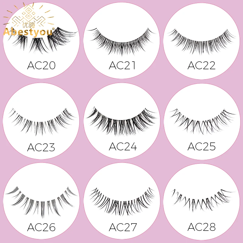 アベストユー 5ペア ショート インビジブル クリアバンド キャットアイ フェイクミンク ラッシュ 5-12mm ナチュラル 薄い 軽い ウィスピー 再利用可能 フルストライプ つけまつげ