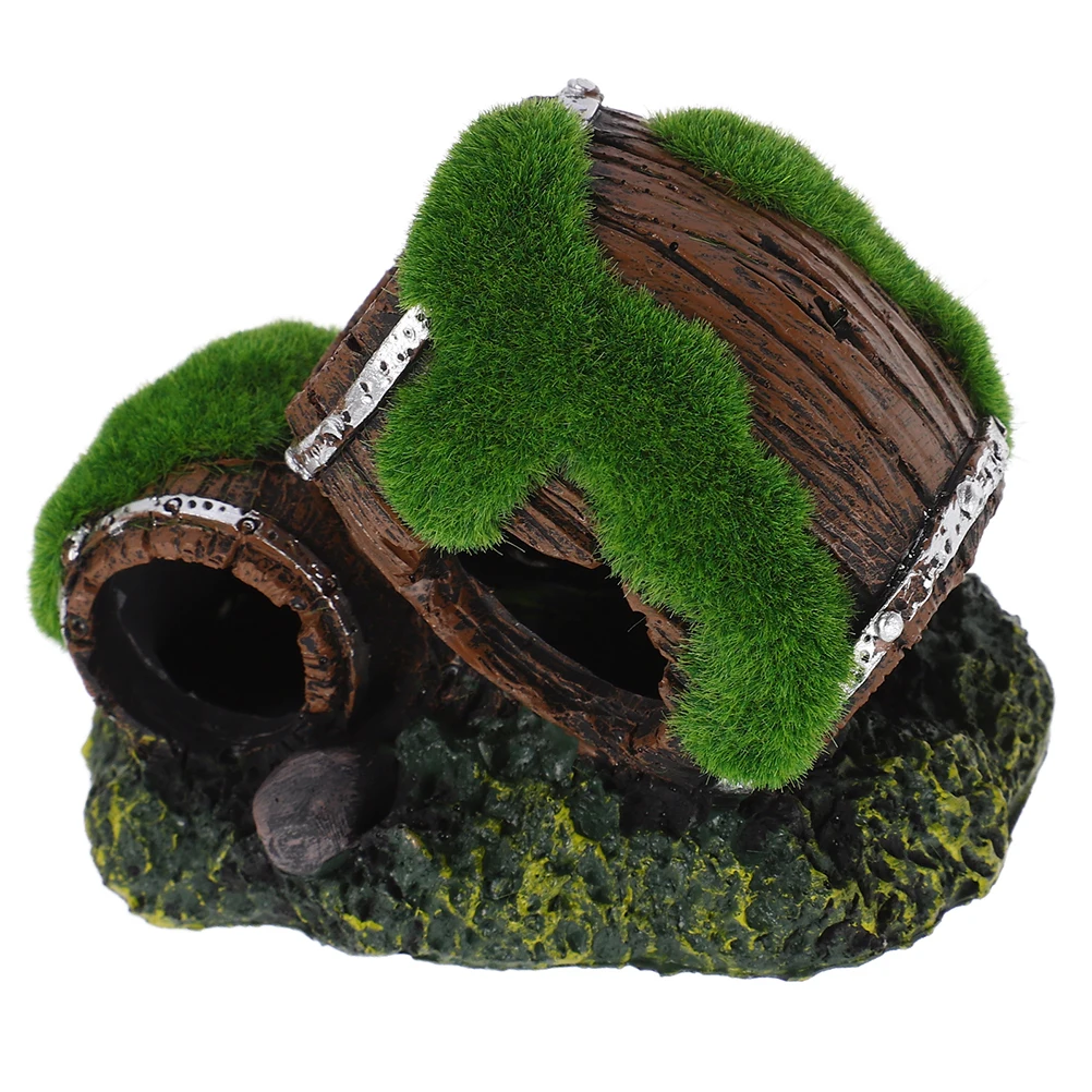

Fish Tank Barrel Ornaments Hollow Resin Accessories Aquarium Decor Betta Hide Shrimp Cave barrel decorations reptile tank