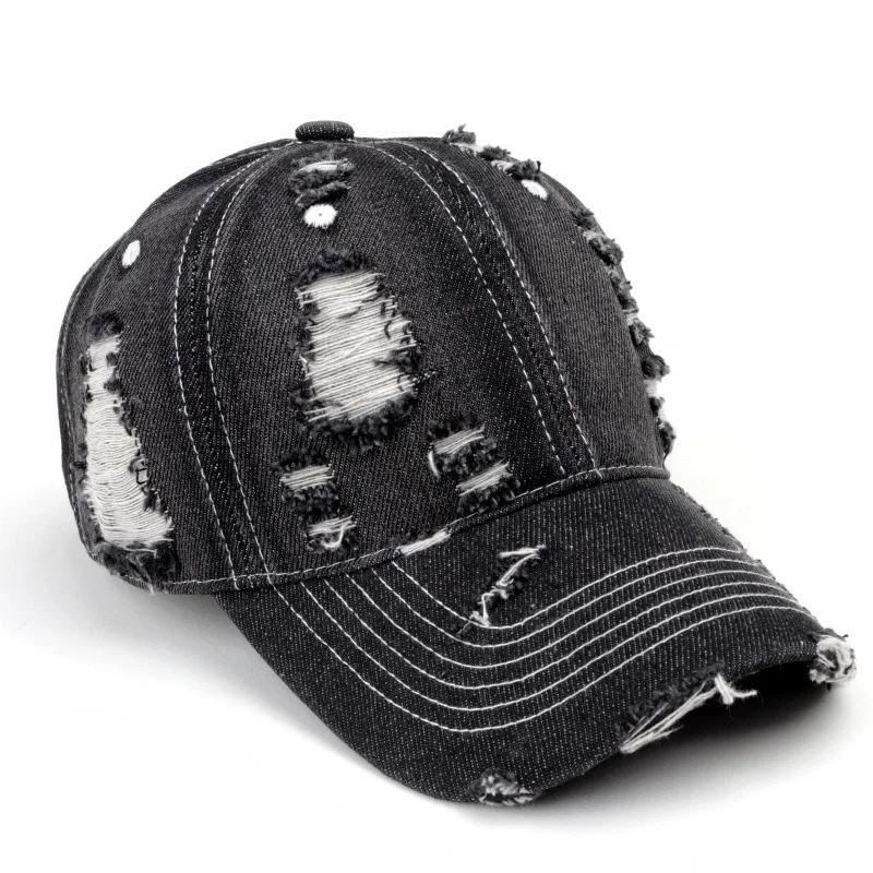 Männer Frauen Baseball Caps Hiphop Street Trendy Hüte Distressed Denim Coole Kpop Visier Hüte – Detail 4