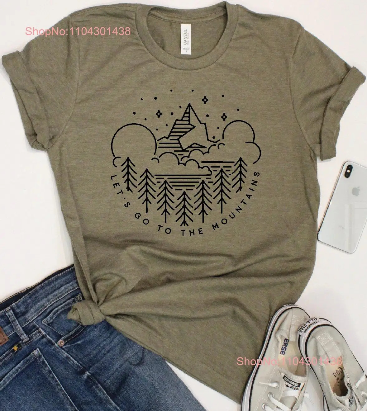 

Mountains T Shirt Let's Go To The Mountain Hiking Camping long or short sleeves