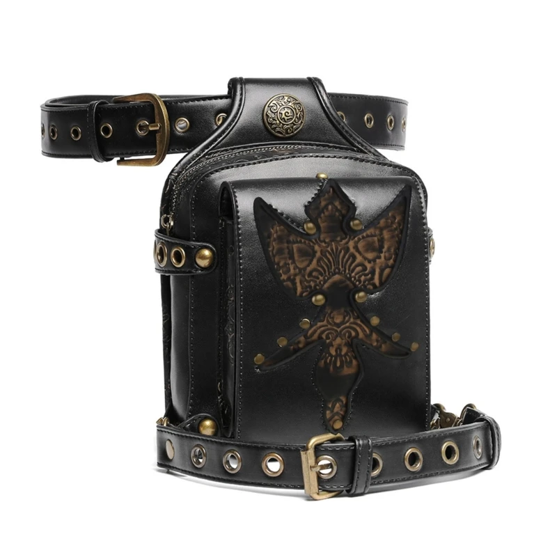 Gothic Waist Bag Fanny Pack Leather Steampunk Leg Bag Crossbody Shoulder Bags