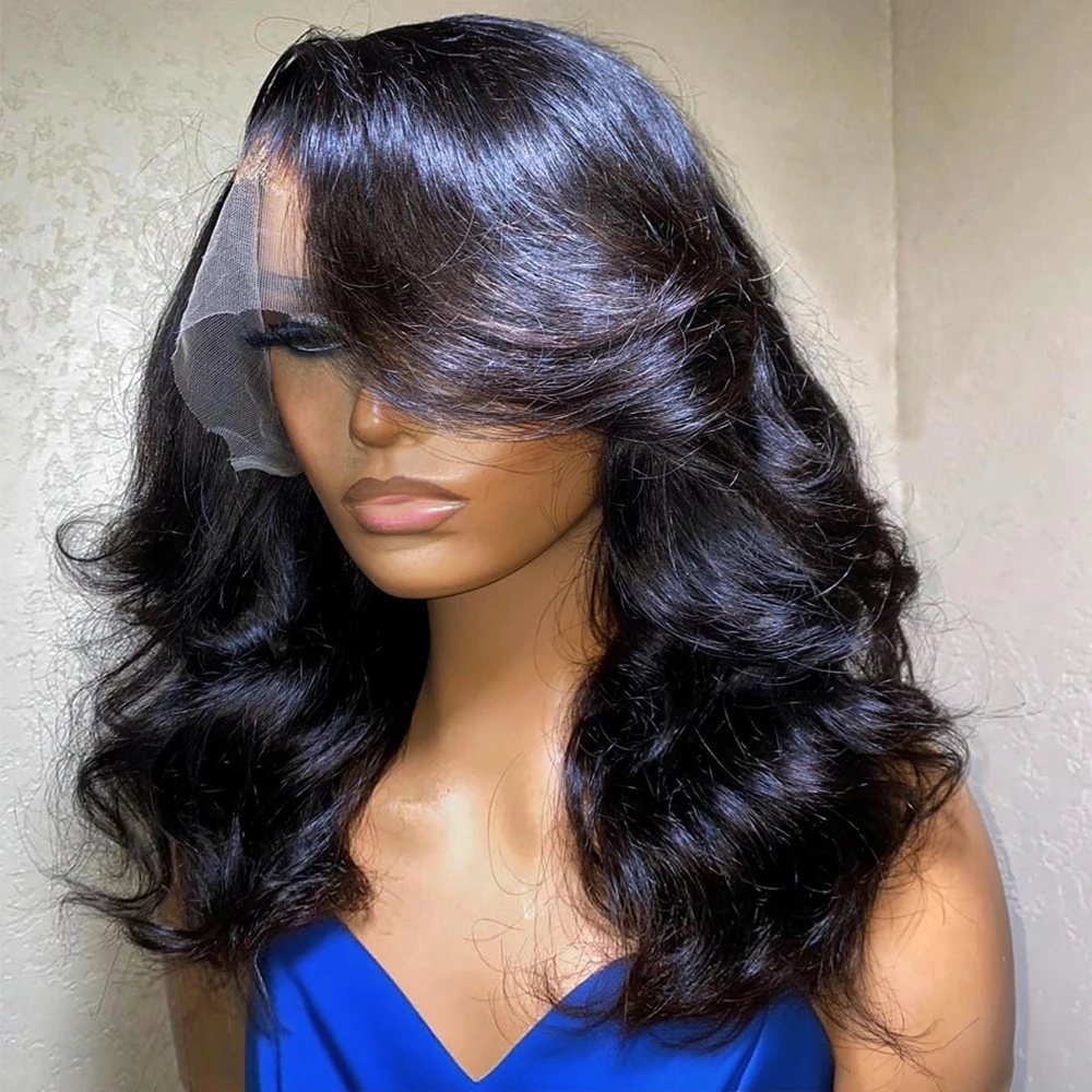 الجسم موجة 13x6 الدانتيل الشفاف الجبهة شعر الإنسان قصير بوب الباروكات متموجة غلويليس HD الدانتيل الباروكة الأمامية للنساء قبل قطعها 250% #1