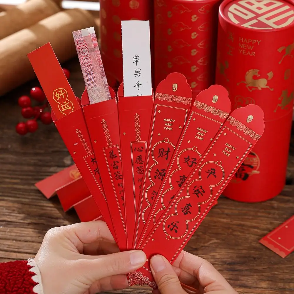 Красный конверт для лотереи с символикой года лошади, новогодние конверты для подарков