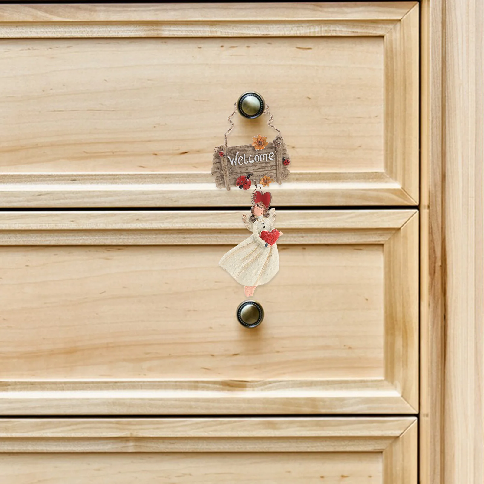 

Christmas Welcome Hanging Ornament Vintage Resin Angel Pendant Xmas Tree Door Hanging Holiday Decoration Reusable Resin Xmas