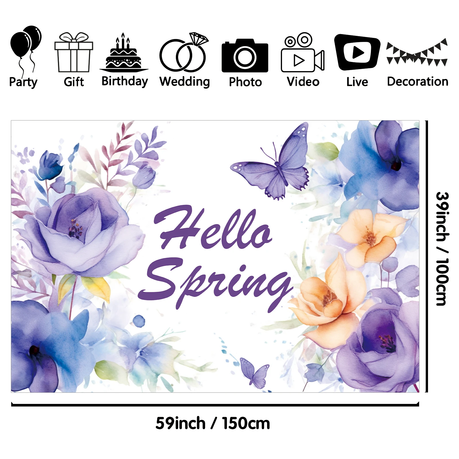 1PCS 100x150cm Spring(11) Theme Backdrop,Photography Background,Used To Gifts,Activities Or Other Party Decoration