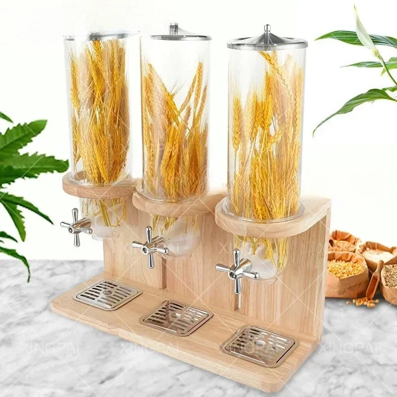 Excelente calidad superior, venta al por mayor de fábrica, dispensador de cereales de triple cabezal, moderno dispensador de cereales de grano de madera de roble de alta calidad