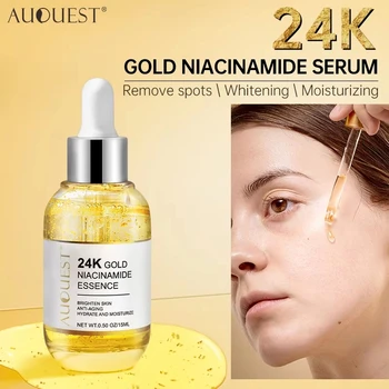Niacinamide Face Serum 24K Gold Hyaluronic Acid Essence Whitening Dark Spot Corrector…