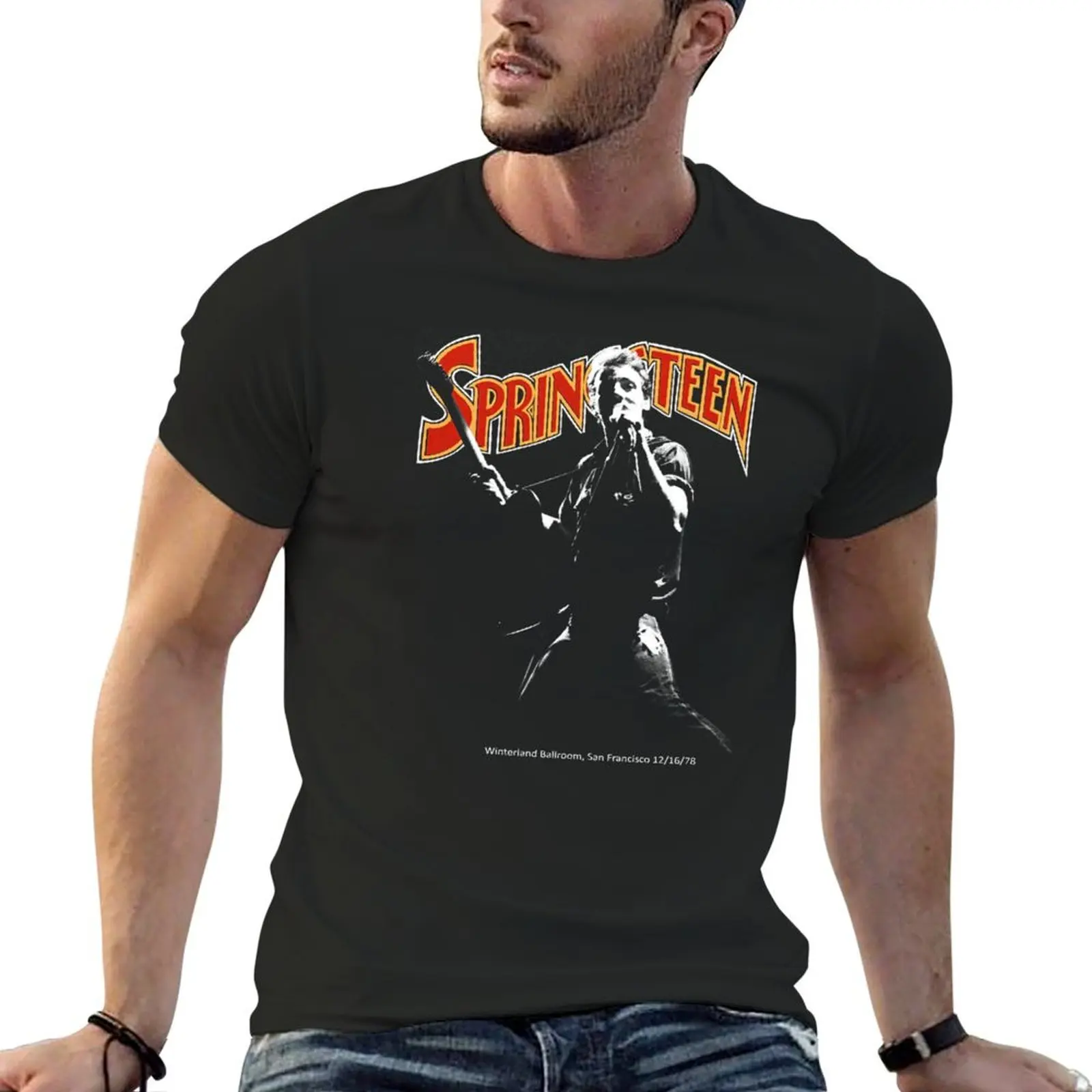 Brúcé Spríngstéén Throwback Winterland T-Shirt street wear customs design your own vintage graphic tee workout shirts for men