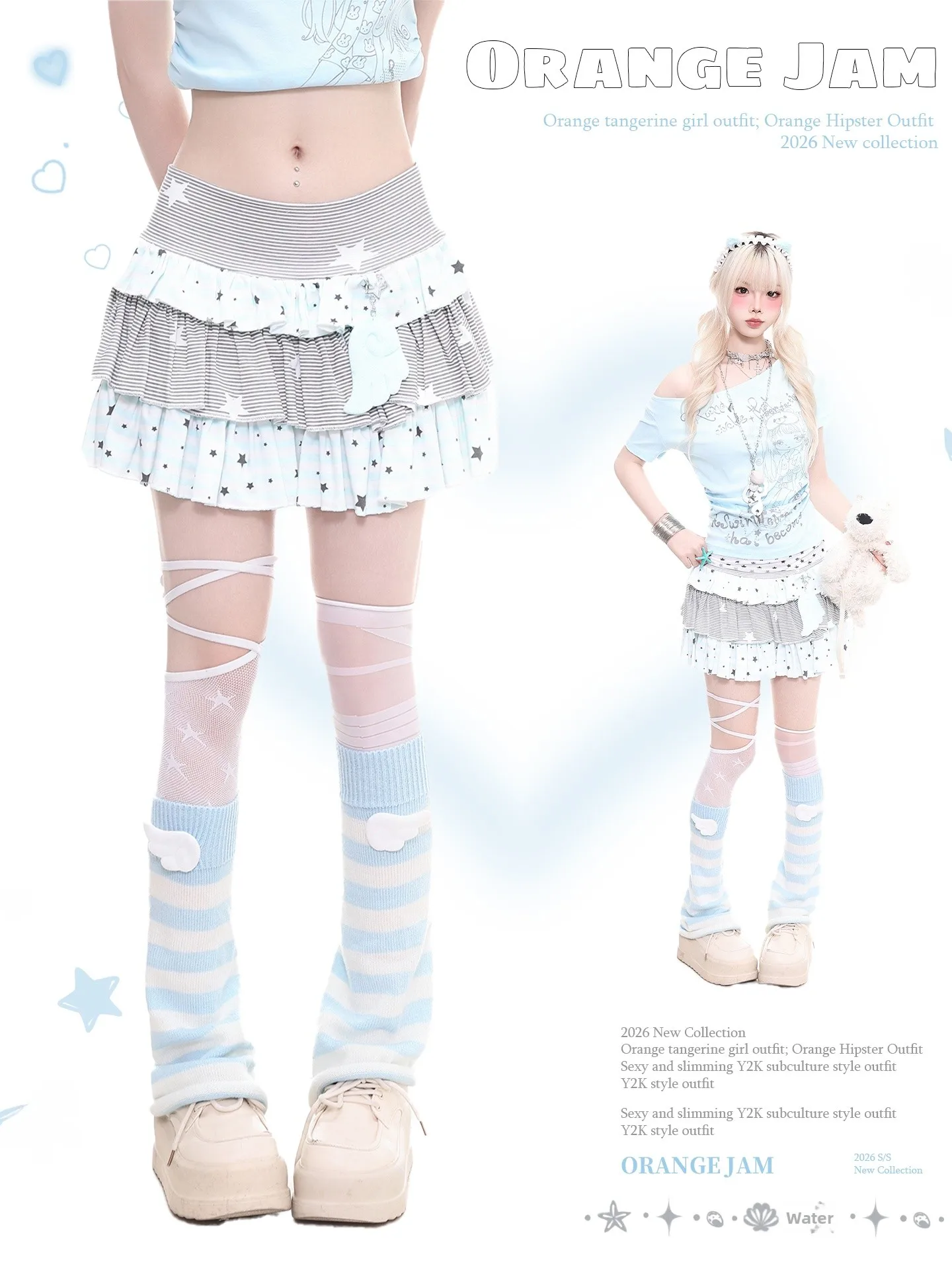 

Girls' High Waist A-Line Skirt Cake Style Flared Skirt Stripe Splicing Anti-Light Short Skirt Orange Marmalade Vintage