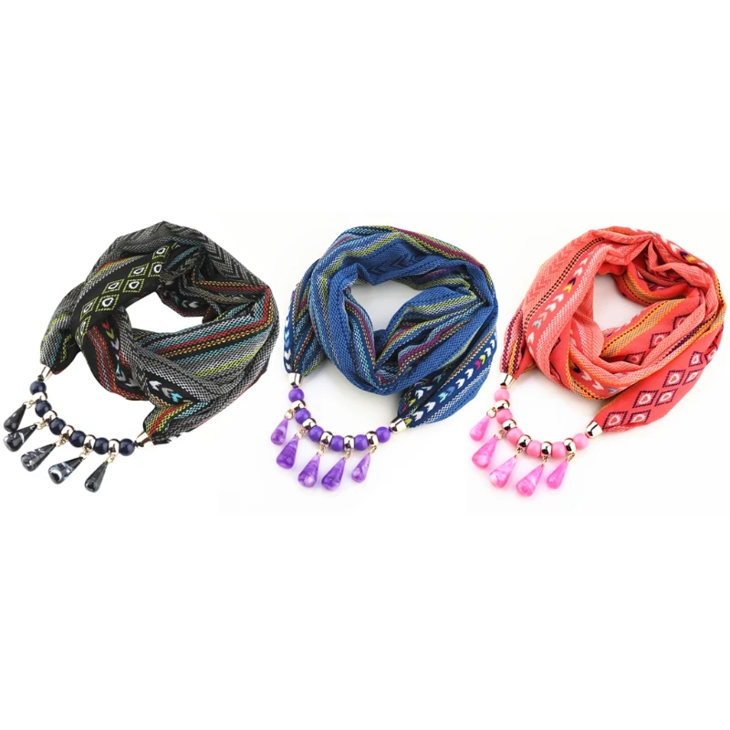 2023 New Fashion Bohemian Ethnic Jewelry Pendant  Scarf Necklace For Women