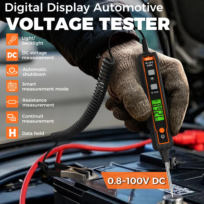

Car Voltage Detector Pen DC100V Non-Contact Car Electrical Circuit Tester Backlight Flashlight NCVResistance Circuit Maintenance