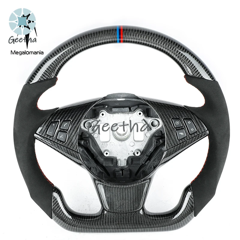 

For Carbon Fiber Steering Wheel Gloss Top Carbon Stripe Fit for BMW E60 M5 M6 E63 Steering Wheel