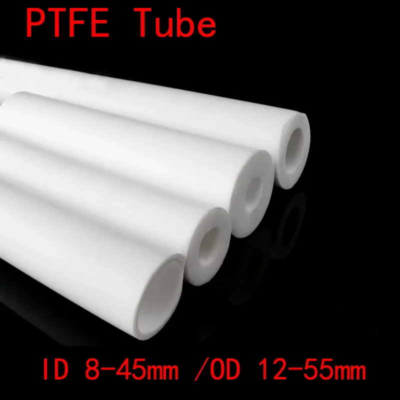 1Pc Length 500mm White PTFE Tube Polytetrafluoroethylene Hollow Pipes Rod Environment-friendly Non-toxic ID 8-45mm /OD 12-55mm