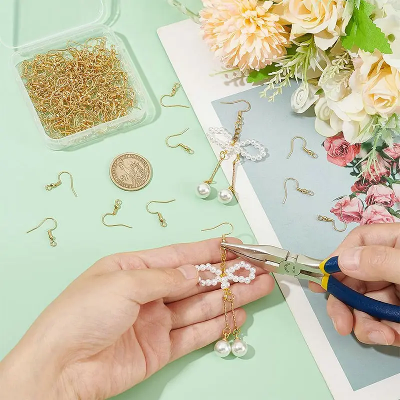 5 Pairs 18K Gold Plated Earring Hooks Copper Hypoallergenic Ear Wires Fish Hooks for Jewelry DIY Earring Making